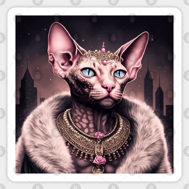 Sphynx Steals The City Sticker by Enchanted Reverie